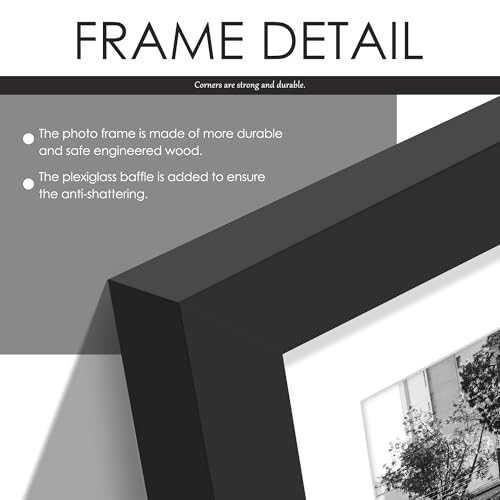 Image of DUENPY 12.5x15 Collage Picture Frame, 4x6 Collage Picture Frame, Displays Five 4x6 inch Photos, Wall Decor Wall Hanging or Tabletop, Black Mat.
