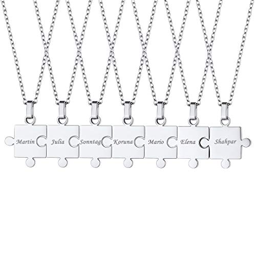 Custom BFF Necklace for 7 Personalized Puzzle Matching Best Friend Friendship Family Necklaces...