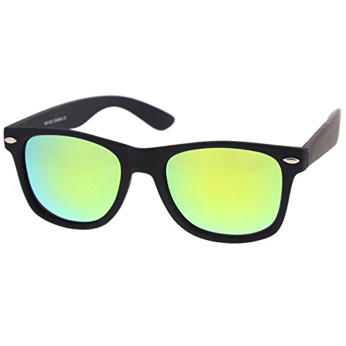 Image of zeroUV - Classic Colored Mirror Lens Square Horn Rimmed Sunglasses for Men Women