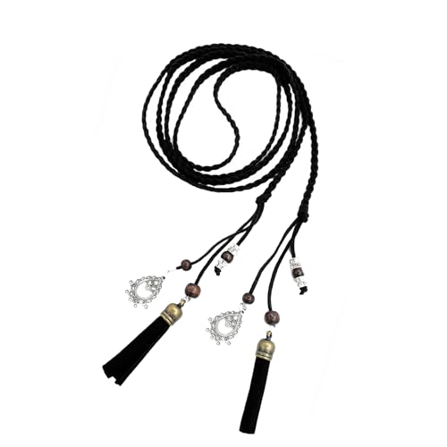 Women's Waist Belts Woven Tassels Chain Belt Skinny Rope Belt for Skirt Dress Boho Style