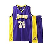 Basketball Trikot Shirt und Shorts, Erwachsene Basketball Jersey, Basketball ärmellose Anzug, Basketball Sportbekleidung, T-Shirt Weste + Shorts, Jugendlich Sweatshirt（3XL,Violett）