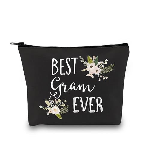 GJTIM Gram Birthday Gift Best Gram Ever Gift Quote Makeup Zipper Pouch Bag Grandma Cosmetic Bag (Best Gram Ever Black)