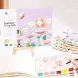 Neioaas 水彩画 塗り絵 子供用 ポケット水彩画ブック 4-8歳の幼児向け アート&クラフト 女の子 男の子 水彩絵の具 子供用 (夏のおとぎ話)