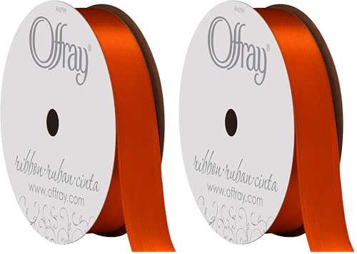 Image of Berwick Offray 686858 5 /8 inch Wide Single Face Satin Ribbon, Poppy Red, 6 Yds (Pack of 2)