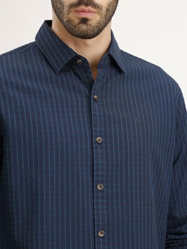 Image of WROGN Men's Tencel Blend Shirt | Striped | Slim Fit