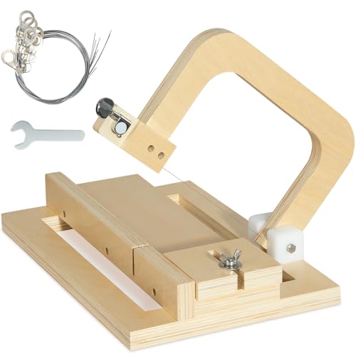 Professional Soap Cutter with Wire, Adjustable Wooden Cutting Tool Soap Slicer for DIY Soap, Cheese, Butter, Cake, Bread Making