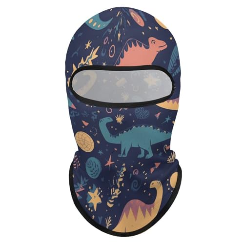 Balaclava para Hombre, Máscara de Esquí con Diseño de Dinosaurios y Estrellas, Colorida, para Invierno, Cubierta Facial para Ciclismo miniatura 1