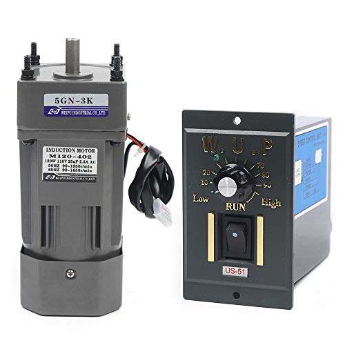 Gear Reducer Motor With Speed Controller Ac 110V 120W 1:3 450Rpm Adjustable Variable Speed Gear Reduction Electric Motor High Torque Single-Phase Electric Gear Motor (120W 3K) #TOP1