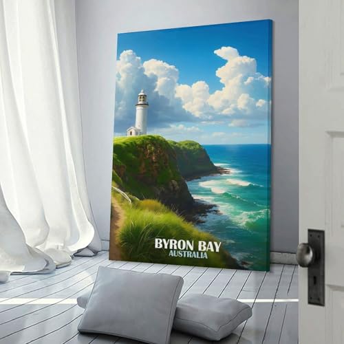 Impression Sur Toile Byron Bay Lighthouse Toile Murale Moderne Couloir Cuisine 40x60cm