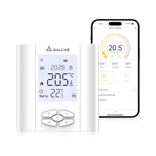 SALCAR Termostato intelligente per riscaldamento Wi-Fi, T5W, programmabile, termostato da parete WiFi con Umidità, compatibile con Alexa e Google