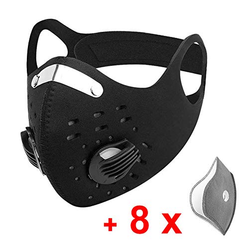 UltraTac Anti-Pollution Cycling Mask with 8 Extra Filters, Anti-Dust Bike Mask Activated Carbon