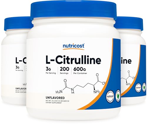 Image of Nutricost Pure L-Citrulline (Base) Powder (600 Grams) (3 Bottles)