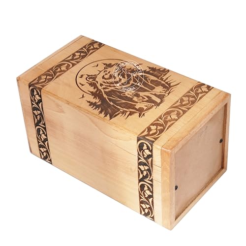 Image of Handcrafted Floral Engraved Wooden Urns for Human Ashes Adult Large - Cremation Urn for Ashes - Burial Urn for Columbarium - Funeral Urn Box (Beer Forest, 250 LB - Beechwood)
