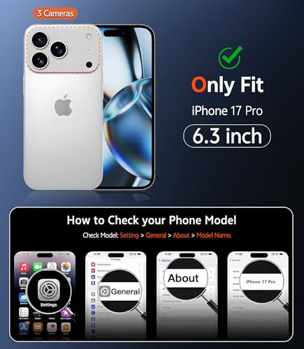 Image of FNTCASE for iPhone 17 Pro Case: Clear Magnetic Phone Cases with Screen Protector Compatible with Magsafe Slim Anti Yellowing Rugged Shockproof Protective Transparent Cell Phone Cover (B-Black)
