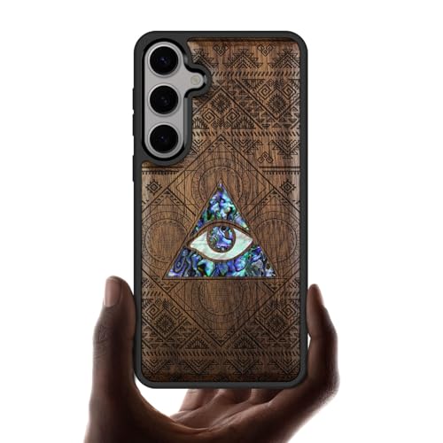 Coque Galaxy S25 Plus antichoc en bois gravé avec protection surélevée