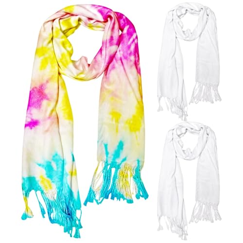 3 Pcs White Cotton Towels, Large Blank Tie Dye Fabric For Diy Crafts, Soft Bikini Cover Up For Beachwear And Creative Projects