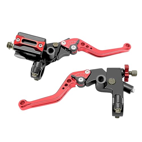 Upgrade 7/8 pulgadas 22 mm Universal Bomba Cilindro Maestro de Freno Palanca de embrague Izquierda Derecha Juego Compatible con Polaris Yama-ha Suzuki Honda Kawa-saki Motocicleta (Rojo)
