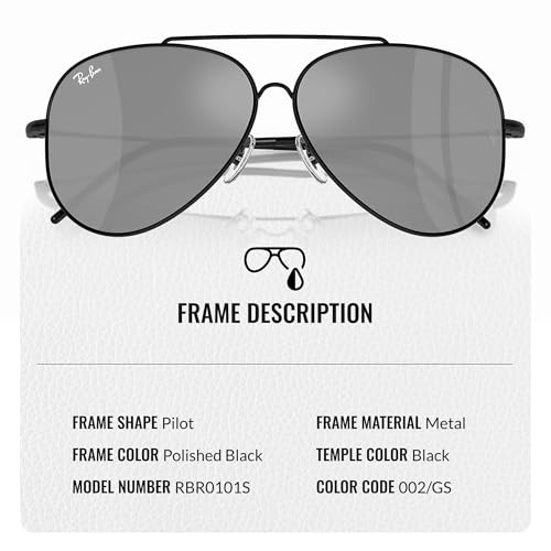 Ray-Ban RBR0101S AVIATOR REVERSE Pilot Shaped Sunglasses for Men & Women with Official RAYBAN Eyewear Kit3