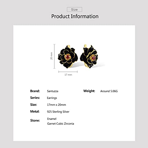 Santuzza Sterling Silver Gemstone Enamel Flower Earrings4