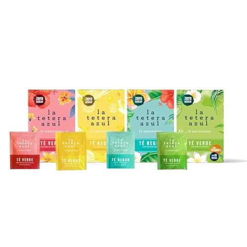 LA TETERA AZUL Pack de Infusiones Frías - Té Verde Frutos Rojos, Manzana, Té Negro Limón, Mango. 20 sobres por caja. Sabor Delicioso Y Refrescante En Cada Sorbo.