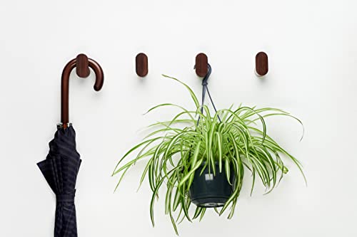 Greenside Crafts Natural Wooden Wall Hooks-Pack Of 4-Dark Walnut Wood Coat Hooks-Wall Mounted Modern Small Wood Hook-Decorative Rustic Pegs For Hanging-Hat Hanger-Bathroom Towel Peg-Robe Rack. #TOP2