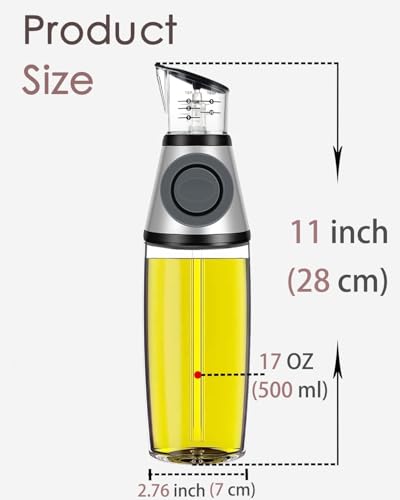 Image of ESPERO Oil Dispenser Bottle, 17oz Olive Oil Dispenser Oil Sprayer, Clear Glass Refillable Oil and Vinegar Dispenser Bottle with Measuring Scale Pump for Kitchen, Cooking, Salads, Baking Frying