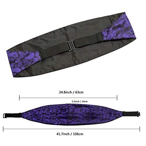 Image of Alizeal Mens Multicolored Silk Solid Cummerbund Bow Tie Set | with Cummerbund Pocket Square Pre-tied Adjustable for Mens Gift