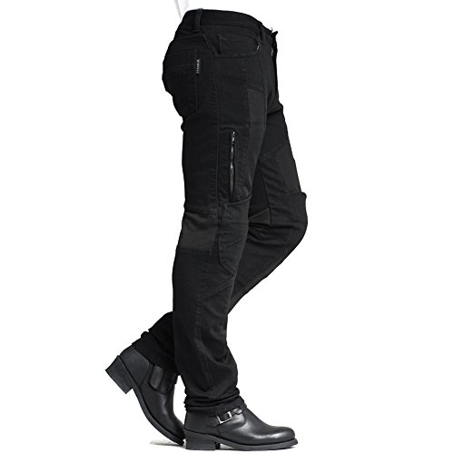 MAXLER JEAN Summer Biker Jeans for men - Slim Straight Fit Motorcycle Riding Pants, 1614 Black (Size 40)