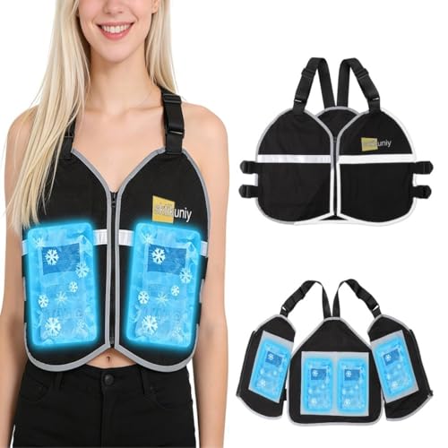 sktikuniy Cooling Vest for Men & Women with 8 Reusable Ice Packs, Lightweight Adjustable Breathable Design with Reflective Strips for Hot Weather, Outdoor Work, Running, Gardening