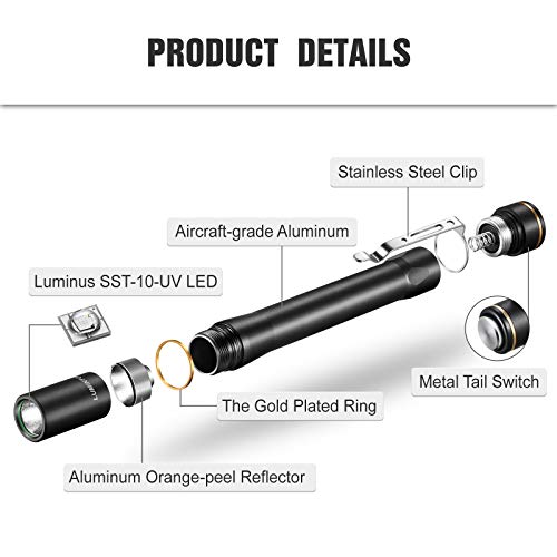 Lumintop Iypuv 365Nm Uv Flashlight Uv Pen Light Flashlight 2 Outputs Black Light Pen Aaa Penlight Blacklight For Pet Urine Detection, Leak Inspection, Fluorescent Dye, Ipx-8 Waterproof Linterna #TOP6