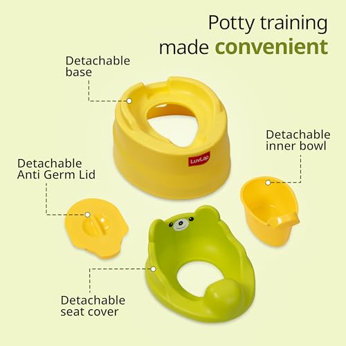 Image of LuvLap Adaptable 2 in 1 Potty Training Seat for 1 + Year Child, Potty Trainer with DetachablePotty Bowl, Suitable for Potty Training of Boys & Girls (Green& Yellow) (Pack of 2)