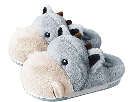 Cute Hippo Cartoon Animal Winter Warm Home Furry Slippers