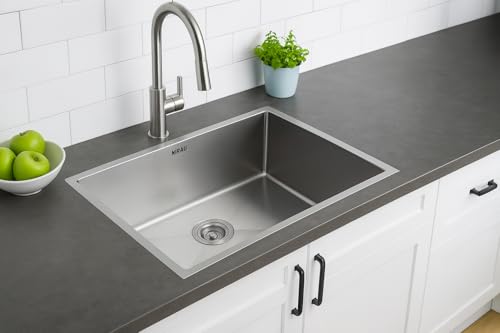 Image of Nirali Kitchen Sink Square 27 inchx21 inchx9 inch Morgan | 304 Grade Stainless Steel | Handmade Single Bowl Sink with Waste Coupling | 25 Yrs Warranty on Product by Brand (Morgan 27x21)