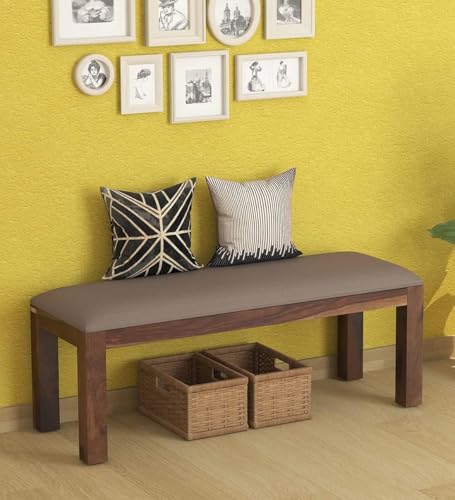 Image of Dining Table Bench Dining Room Living Room | for Seating 2 Person Wooden Bench Home Furniture (Gray Valvet)