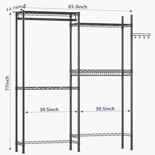 Image of Golpart Over Washer and Dryer Shelves,Laundry Room Storage Organization Clothes Drying Rack,4 Tier Adjustable Height Wire Shelving with Wire Basket,Hanger Rod&Hook,Space Saving Shelf