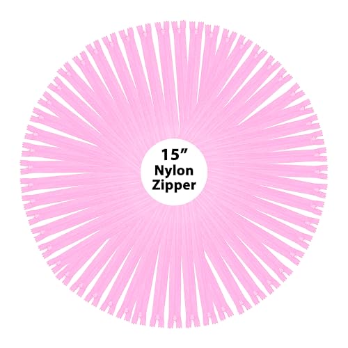 Image of Mandala Crafts 80 PCs Pink Closed-End 15 Inches Nylon Zippers for Sewing