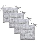 textile4home Ensemble de Quatre Coussins de Chaise Bella Damier Gris / Dimensions: 40x40 cm / 88% Coton, 12% Polyester / Garnissage: hollowfiber
