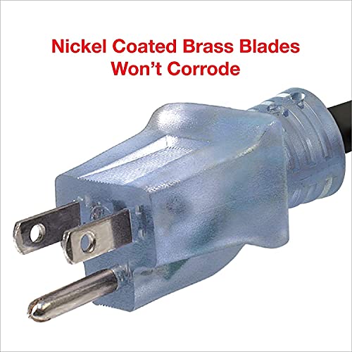 Clear Power 40 Ft Outdoor Extension Cord With Lighted Locking Connector, 16/3 Sjtw, 3-Prong Grounded Plug, Black, Water & Weather Resistant, Flame Retardant, General Purpose, Dcoc-0127-Dc #TOP1