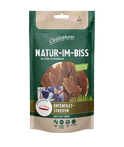 Christopherus Kausticks für Hunde, Entenfiletstreifen, Warmluftgetrocknet, Natur-Im-Biss, 70 g