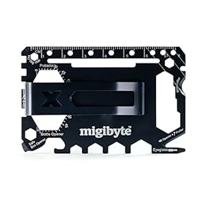 45-in-1 Multitool – Multi-purpose, Everyday Outdoor Pocket Tool with Money Clip & Protective Carry Sleeve – Slim, Card Sized – Fits in Wallet – Carry Anywhere – New Safe Design – (Black)