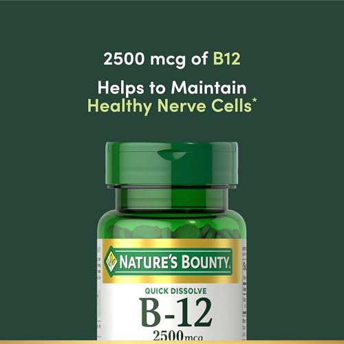 Nature’s Bounty Vitamin B12 2500 mcg, Cellular Energy Support, for Energy Metabolism, Heart & Nervous System Health, 75 Quick Dissolve Tablets - image 3