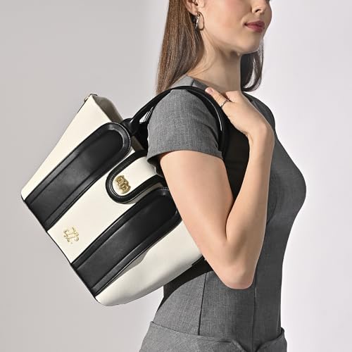 Image of Lavie Signature Canva Lock Satchel Bag | Satchel Handbag for Work | Ladies Purse | Stylish Shoulder Bag | Gift for Women