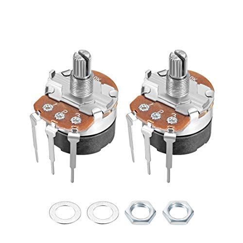uxcell WH138 Potentiometer with Switch 5K Ohm Variable Resistors Single Turn Rotary Carbon Film Taper 2pcs