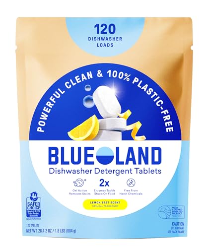 10 Best Cruelty-Free Certified Products You'll Feel Good About 2 BLUELAND Plastic-Free Dishwasher Detergent Tablets (120 Count)