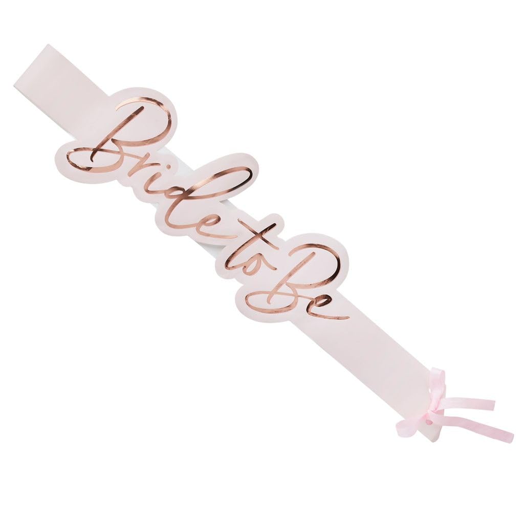 Hootyballoo Gold Bride To Be Paper Sash – Rose Hen Party Sash – Bridal Shower & Bride To Be Party Accessory