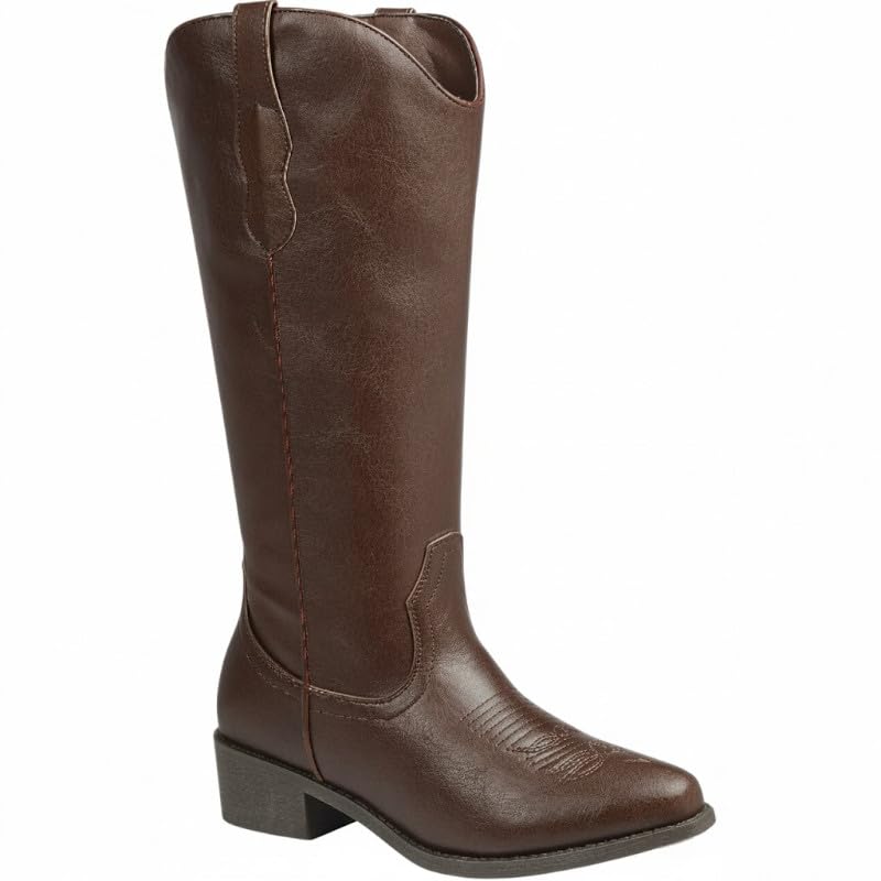 Forever Womens Pointed Toe Slip On Western Cowboy Boots