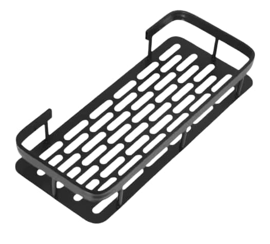 Bathroom Storage Basket | Anti-Rust Wall Mounted Spice Rack for Kitchen Closets | Built for Home Organizers | 13cm Wide Space-Saving Rectangular Tray Black Metal-image-26