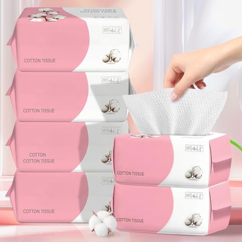 Image of 100 Count Disposable Face Towel, Ultra Soft & Thick Washcloths, Biodegradable Facial Towels for Sensitive Skin, Makeup Remover Dry Wipes, Lint-Free Towelettes for Cleansing (6 Pack)