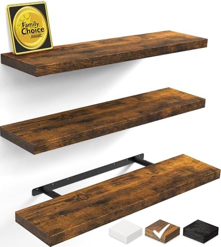 BAYKA Floating Shelves for Wall, Set of 3, 35.4 Inches Wall Mount...
