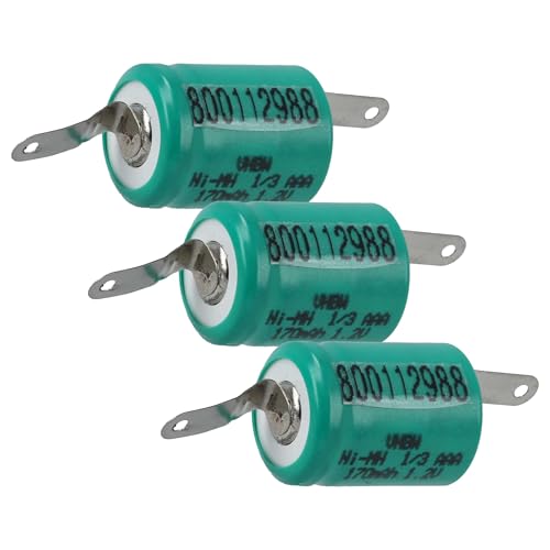 vhbw 3X Batería reemplaza 1/3AAA para modelismo (170mAh, 1,2V, NiMH, con Terminal Soldadura (U))